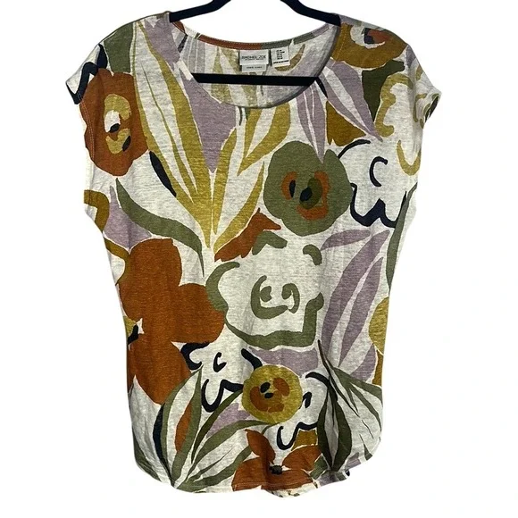 Rachel Zoe Women's Relaxed Floral Cap Sleeve Blouse Medium - Picture 1 of 9